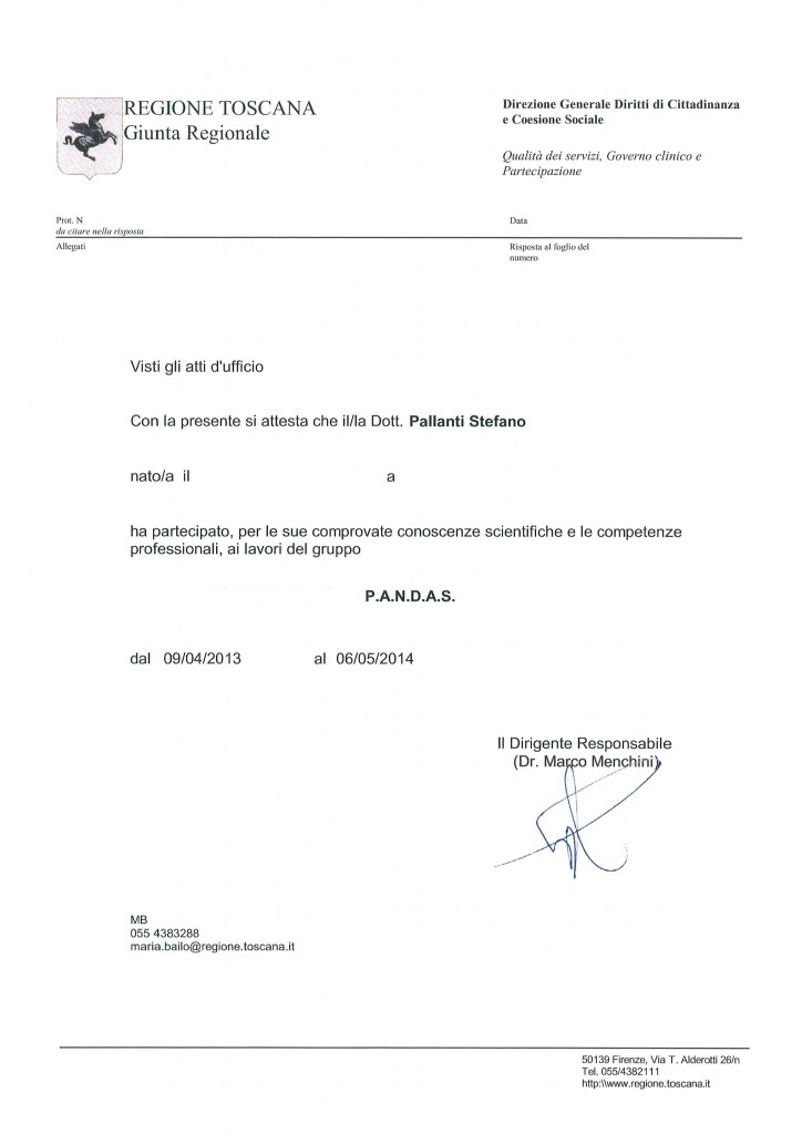 Participation certificate P.A.N.D.A.S.